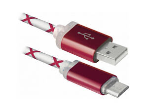 Кабель USB 2.0 AM-micro BM, 1.0 м, красный, 08-03LT Defender