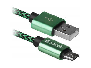 Кабель USB 2.0 AM-micro BM, 1.0 м, зеленый, 08-03T PRO Defender