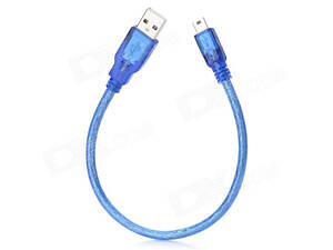 Кабель USB 2.0 RITAR (AM/Mini 5 pin) 0,3 м, синій прозорий
