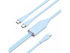 Кабель USB 2.0 Type-C M - 2хType-C M Y-Splitter 1.5м 100W Blue Silicone Type Vention