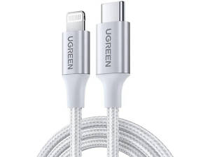 Кабель USB 2.0 Type-C M-Lightning M, 1 м, (20V/3A), (60W) Білий, US304 UGREEN