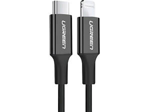 Кабель USB 2.0 Type-C M-Lightning M, 2 м, 3A, Nickel Plating ABS Shell Чорний, US171 UGREEN