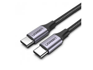 Кабель USB 2.0 Type-C M-M, 2 м, 60W Чорний, Round Cable Nickel Plating Aluminum Shell US261 UGREEN