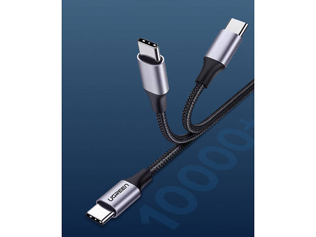 Кабель USB 2.0 Type-C M-M, 2 м, 60W Чорний, Round Cable Nickel Plating Aluminum Shell US261 UGREEN - Фото 6
