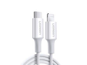 Кабель USB 2.0 Type-C M-Lightning M, 2 м, 3A, Нікельоване покриття ABS Корпус Білий, US171 UGREEN