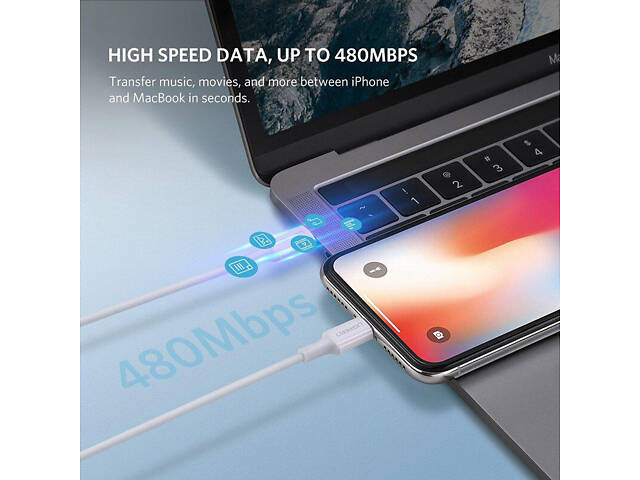Кабель USB 2.0 Type-C M-Lightning M, 2 м, 3A, Нікельоване покриття ABS Корпус Білий, US171 UGREEN - Фото 4
