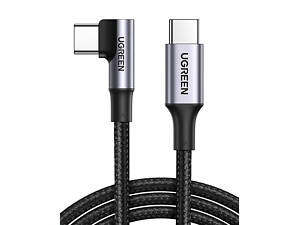 Кабель USB 2.0 Type-C M-M, 2 м, 90°, 100W Чорний, Aluminium Braid US334 UGREEN