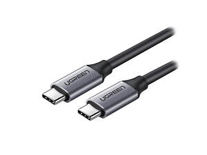 Кабель USB 3.1 Type-C M-M, 1.5 м, 60W Nickel Plating Aluminum Shell Сірий, US161 UGREEN