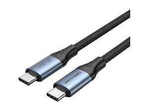 Кабель USB 4.0 Type-C M-M, 1.0 м 240W 8K60Hz Thunderbolt 4 Сірий Алюмінієвий сплав Vention