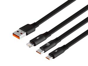 Кабель USB Baseus CAMLC-M USB to Micro / Lightning / Type C 1.2m 66W Черный