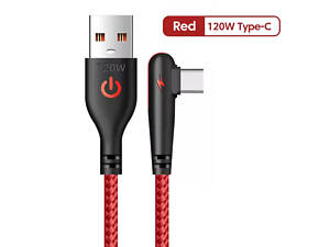 Кабель USB Type-C для швидкого заряджання Huawei Mate (2 метра), 90 градусів, червоний