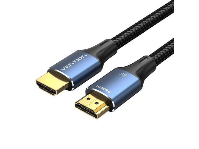 Кабель Vention Cotton Braided HDMI-A Male to Male HD v2.1 Cable 8K 2M Blue Aluminum Alloy Type (ALGLH) yL. - Фото 1