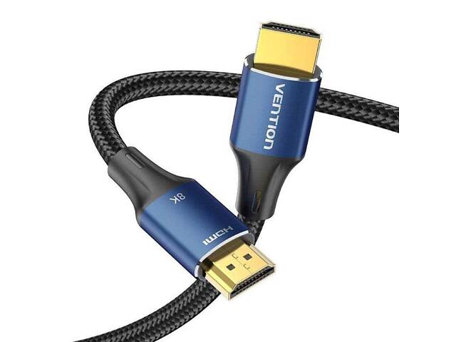 Кабель Vention Cotton Braided HDMI-A Male to Male HD v2.1 Cable 8K 2M Blue Aluminum Alloy Type (ALGLH) yL. - Фото 2