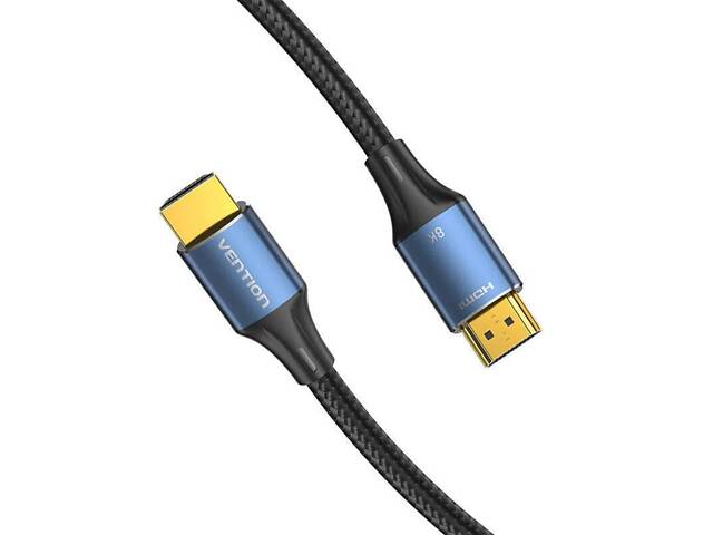 Кабель Vention Cotton Braided HDMI-A Male to Male HD v2.1 Cable 8K 2M Blue Aluminum Alloy Type (ALGLH) yL. - Фото 4