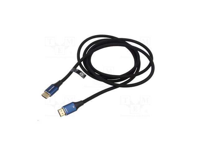 Кабель Vention Cotton Braided HDMI-A Male to Male HD v2.1 Cable 8K 2M Blue Aluminum Alloy Type (ALGLH) yL. - Фото 5
