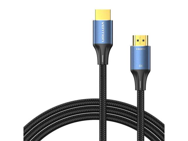Кабель Vention Cotton Braided HDMI-A Male to Male HD v2.1 Cable 8K 2M Blue Aluminum Alloy Type (ALGLH) yL. - Фото 6