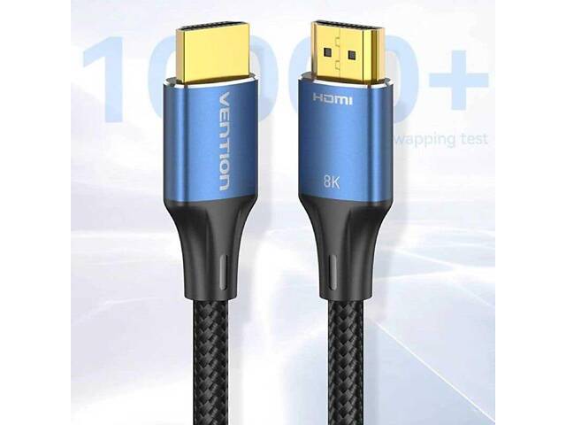Кабель Vention Cotton Braided HDMI-A Male to Male HD v2.1 Cable 8K 2M Blue Aluminum Alloy Type (ALGLH) yL. - Фото 7