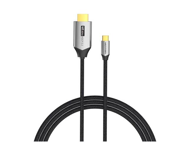 Кабель Vention Cotton Braided USB-C to HDMI Cable 1M Black Aluminum Alloy Type yL. - Фото 2