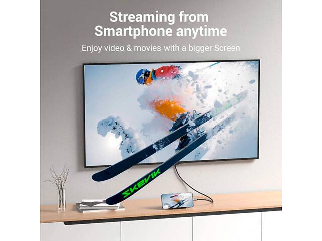 Кабель Vention Cotton Braided USB-C to HDMI Cable 1M Black Aluminum Alloy Type yL. - Фото 4