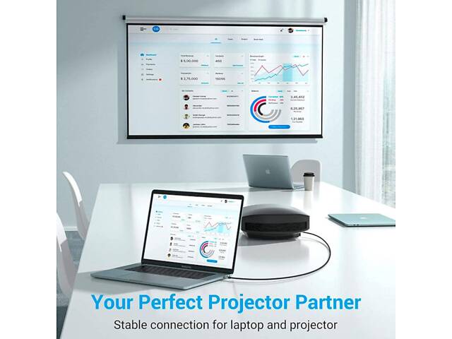 Кабель Vention Cotton Braided USB-C to HDMI Cable 1M Black Aluminum Alloy Type yL. - Фото 6