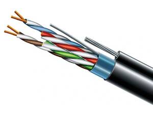 Кабель витая пара ЗЗЦМ FTP PE 4х2х0.5 24 AWG + S.M. cat.5e (FTP медь наружный с несущим тросом) бухта 500м