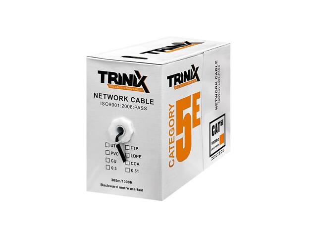 Кабель вита пара UTP CAT5E CCA 0.51 mm PVC Indoor Trinix 305m - Фото 3