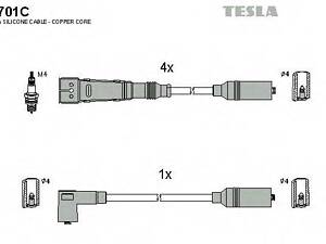 Кабель запалювання к-кт TESLA Audi 80 78-98 1,4 TESLA T701C на AUDI 4000 (81, 85, B2)