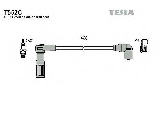 Кабель запалювання к-кт TESLA Citroen,Peugeot,Fiat,Lancia 89- 1,4 TESLA T552C на FIAT TIPO (160)