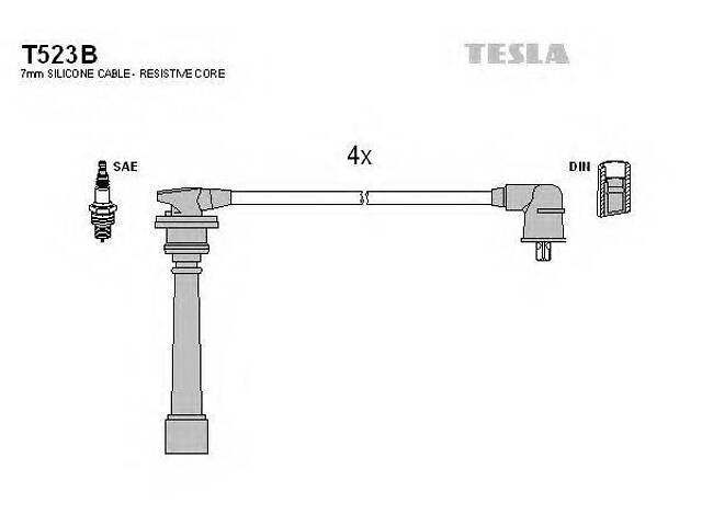 Кабель запалювання к-кт TESLA HY 94- 1,4 TESLA T523B на HYUNDAI EXCEL I (X-3)