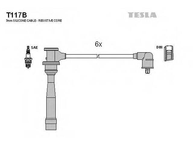 Кабель запалювання к-кт TESLA Hyundai TESLA T117B на HYUNDAI SONATA Mk III (EF)