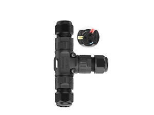 Кабельный Т-разветвитель EW-P20T-3P, под кабель 5-9 мм, 16A, 450V, Black.