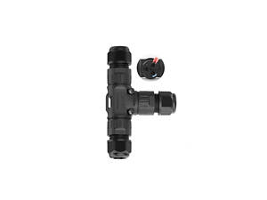 Кабельный Т-разветвитель EW-P20T-3P, под кабель 5-9 мм, 16A, 450V, Black.