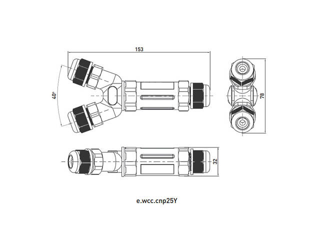 Кабельний з'єднувач 16А 5 контакті провід ø0,5-2,5мм.кв PG11 тип Y поліамід IP68 [s2039104] E.NEXT e.wcc.cnp25y - Фото 6