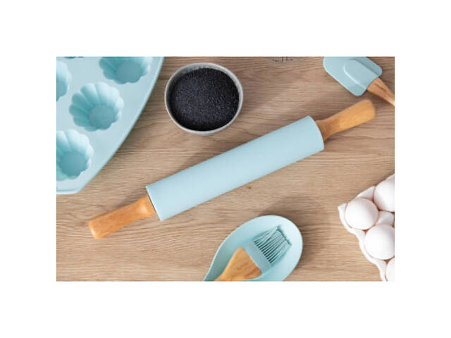 Качалка Ardesto Tasty baking 43,5 см Silicon/Wood Tiffany Blue (AR2323T) - Фото 2