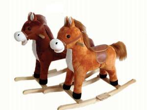 Качалка-качалка музыкальная B 38771 (8) 2 цвета, “Конь”, 73х28х68 см, подсветка, звуки, движется хвост, открывается рот,