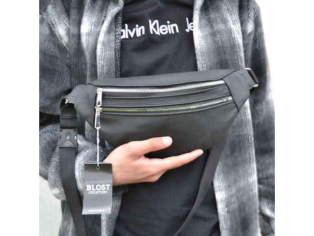 Якісна бананка з натуральної шкіри, сумка чоловіча - жіноча барсетка шкіряна - Фото 29