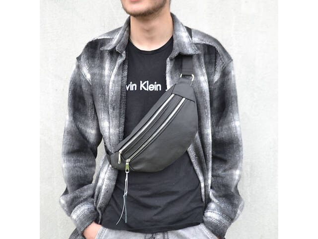 Якісна бананка з натуральної шкіри, сумка чоловіча - жіноча барсетка шкіряна - Фото 34