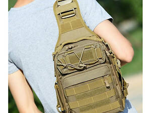 Якісна тактична сумка, укріплена чоловіча сумка, рюкзак тактична слінг. Колір: койот