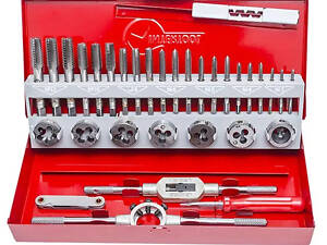 Якісний набір мітчиків та плашок для нарізання різьби INTERTOOL SD-8032 : 32 елементи, М3-М12