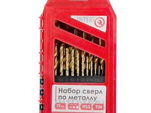 Качественный набор сверл по металлу HSS 25 шт (1.0-13.0), покрытие Ti INTERTOOL SD-0025