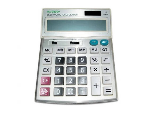 Калькулятор AX 9800V, 31 кнопка, сріблястий, розміри 200х155х50, Box - Фото 1