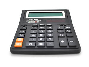 Калькулятор офисный стандарт 888T, 33 кнопки, черный, размеры 206*156*31мм, BOX