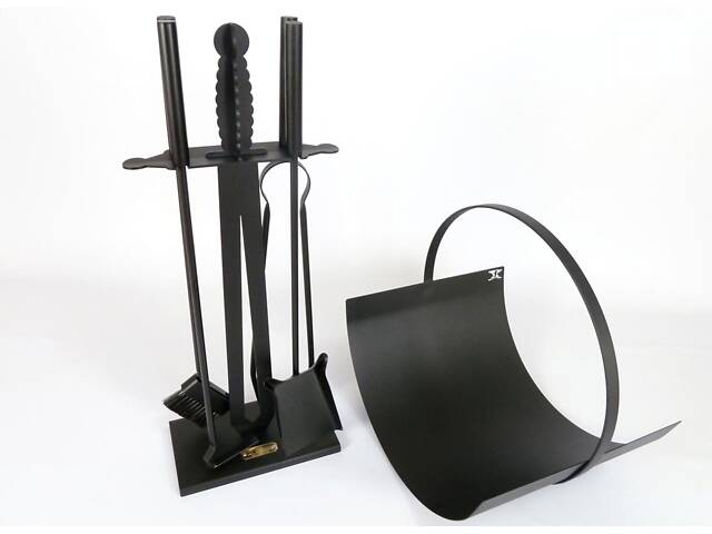 Каминный набор Экскалибур М и дровница Ferrum Факел 4 инструмента Черный (831) - Фото 2