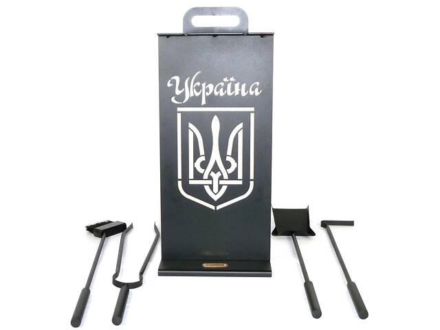 Каминный набор Украина и дровница Ferrum Факел 4 4 инструмента Черный (1000) - Фото 5