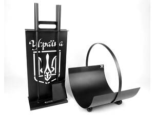 Каминный набор Украина и дровница Ferrum Факел 4 4 инструмента Черный (1000)