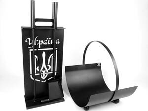 Каминный набор Украина и дровница Ferrum Факел 4 4 инструмента Черный (1000)