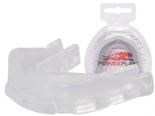 Капа боксерская PowerPlay 3306 JR детская (возраст до 10 лет) прозрачная со вкусом мяты - Фото 1