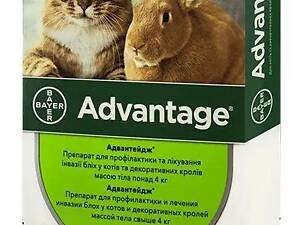 Краплі Bayer Advantage 80 для котів та декоративних кроликів масою 4 - 8 кг 4х0,8 мл 85744984