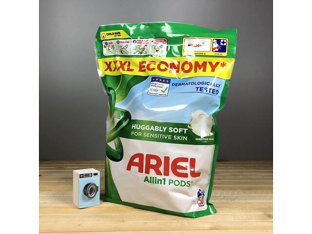Капсули для прання Ariel Pods All-in-1 Sensitive Skin - 50 шт. - Фото 1