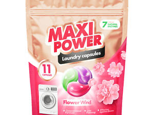 Капсули для прання Maxi Power Flower Wind 11 шт. (4823098414988)